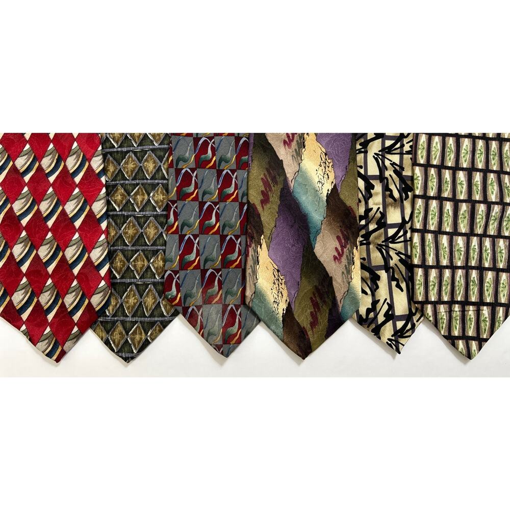 J Garcia Neck Tie Lot Of 6 Abstract Art Multicolor Vtg Y2K Collectors Edition